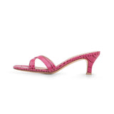 Carrie 55 Heeled Sandal in Embossed Ciclamino Crocodile Leather
