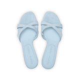 Carrie 55 Heeled Sandal in Sky Blue Suede Leather