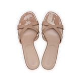Carrie 75 Heeled Sandal in Beige Patent Leather