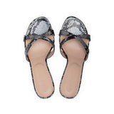 Carrie 75 Heeled Sandal in Embossed Silver Python Leather