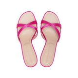 Carrie 75 Heeled Sandal in Fuxia Satin Fabric
