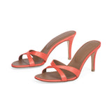 Carrie 75 Heeled Sandal in Salmon Satin Fabric
