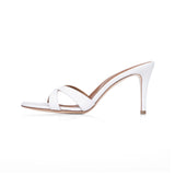 Carrie 75 Heeled Sandal in White Nappa Leather