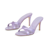 Carrie 75 Heeled Sandal in Lavender Satin Fabric