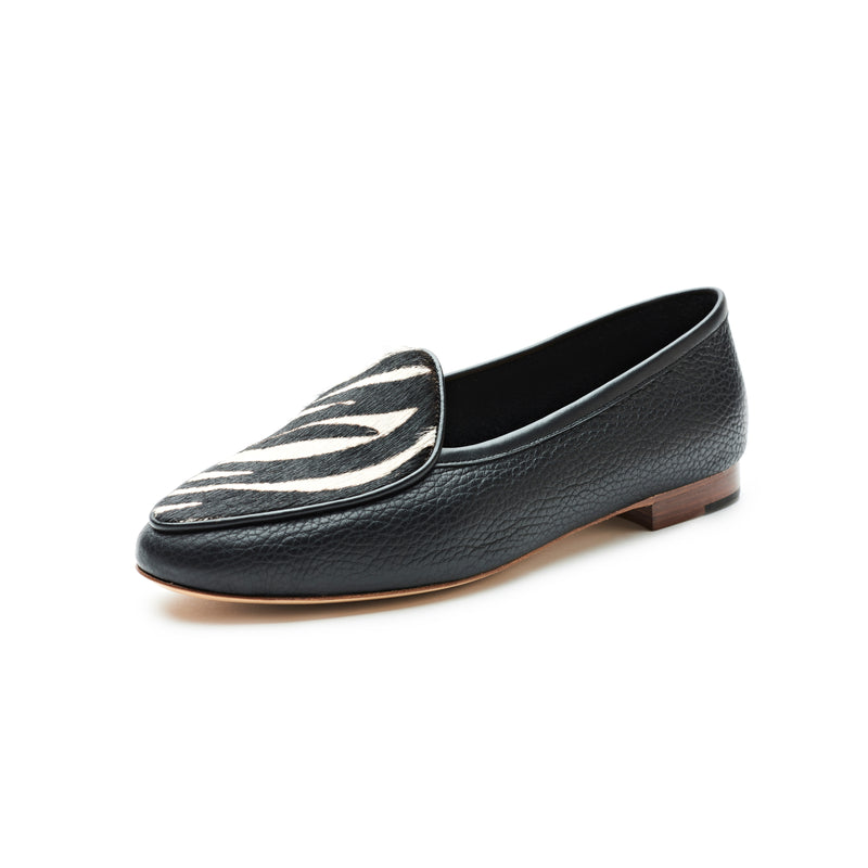 Claudia Loafer in Nero and Zebra Hair-on Leather