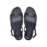 Elle 75 Heeled Sandal in Embossed Black Crocodile and Classic Black Leather