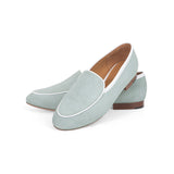 Gigi Loafer in Sage Suede Leather
