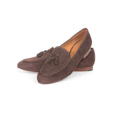 Gigi (Tassel) Loafer in Chocolate Suede Leather