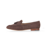 Gigi (Tassel) Loafer in Chocolate Suede Leather