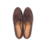 Gigi (Tassel) Loafer in Chocolate Suede Leather