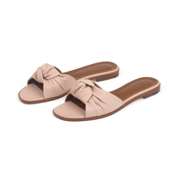 Gisele Slide in Beige Rose Nappa Leather