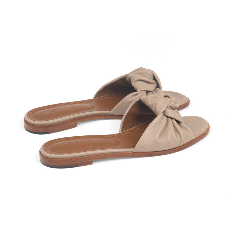 Gisele Slide in Taupe Nappa Leather