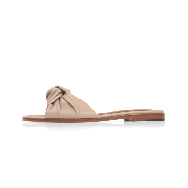 Gisele Slide in Taupe Nappa Leather