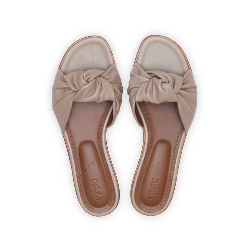 Gisele Slide in Taupe Nappa Leather