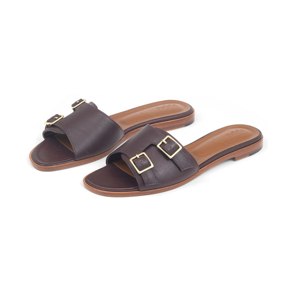 Heidi Slide in Oxblood Nappa Leather