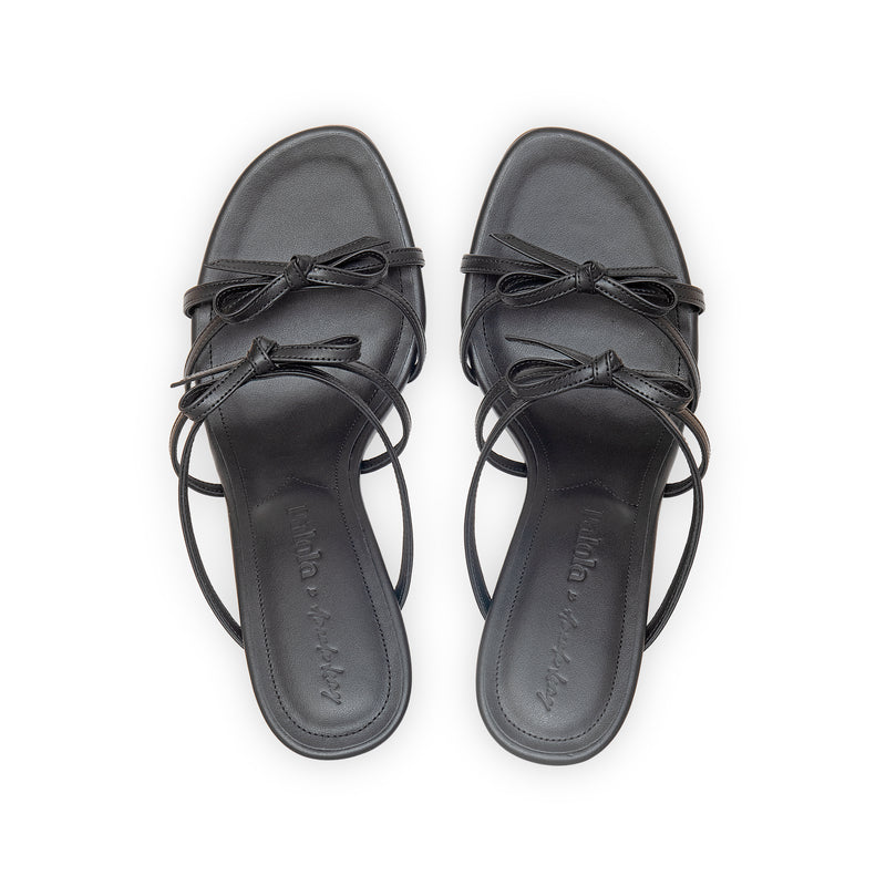 Holly 75 Heeled Sandal in Classic Black Leather