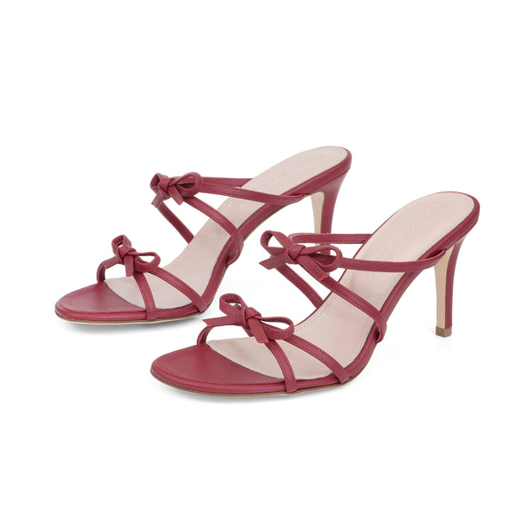 Holly 75 Heeled Sandal in Ruby Nappa Leather