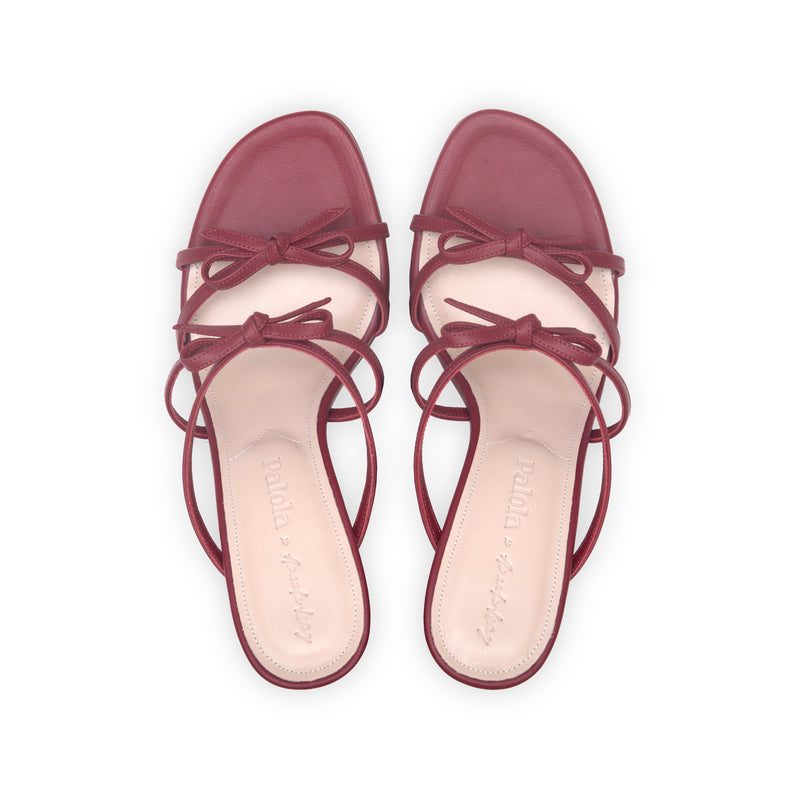 Holly 75 Heeled Sandal in Ruby Nappa Leather