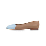 Jessica Ballet Flat in Caramel Nappa and Sky Blue Nappa Leather