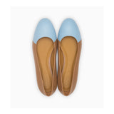 Jessica Ballet Flat in Caramel Nappa and Sky Blue Nappa Leather