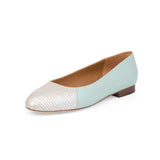 Group Made-To-Order (GMTO) Jessica Ballet Flat in Classic Sky and Embossed Silver Lizard Leather