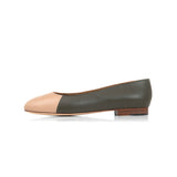 Jessica Ballet Flat in Fern Nappa and Beige Nappa Leather