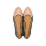 Jessica Ballet Flat in Fern Nappa and Beige Nappa Leather