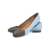 Group Made-To-Order (GMTO) Jessica Ballet Flat in Sky Blue Nappa and Fern Nappa Leather