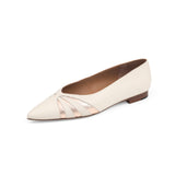 Kendall Ballet Flat in Cream Nappa and Metallic Rose Gold Leather