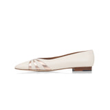 Kendall Ballet Flat in Cream Nappa and Metallic Rose Gold Leather