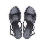 Mag 75 Heeled Sandal in Black Wrinkled Patent Leather