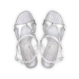 Mag 75 Heeled Sandal in Metallic Silver Patent Leather