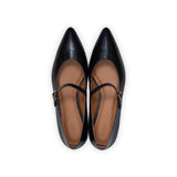 Mary Jane Ballet Flat in Black Wrinkled Patent Leather