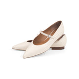 Mary Jane Ballet Flat in Cream Nappa Leather