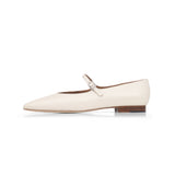 Mary Jane Ballet Flat in Cream Nappa Leather