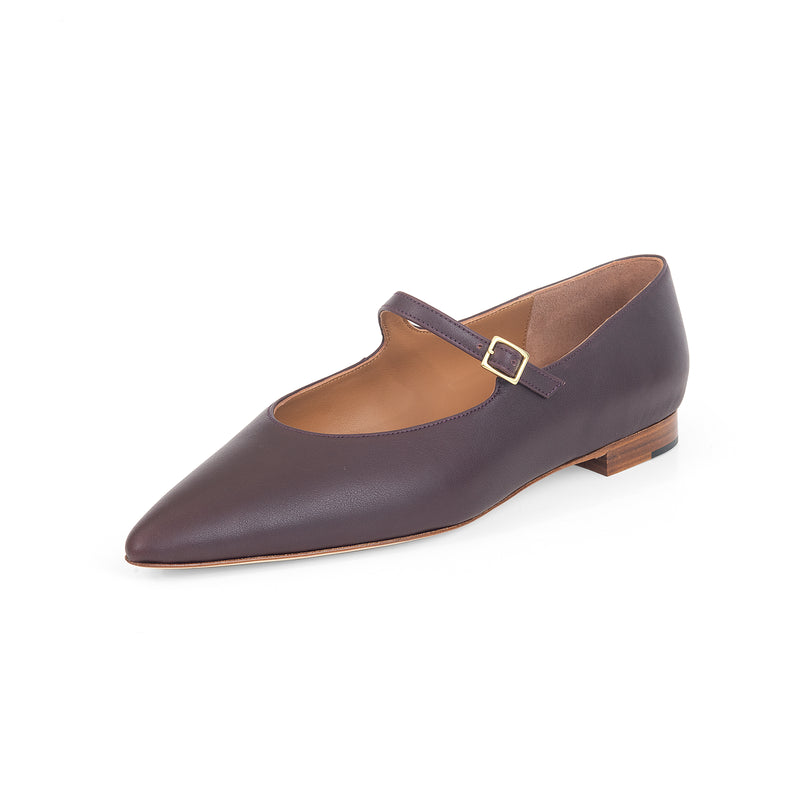 Mary Jane Ballet Flat in Oxblood Nappa Leather