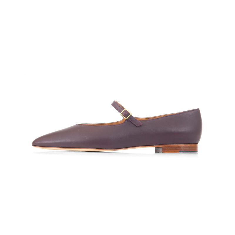 Mary Jane Ballet Flat in Oxblood Nappa Leather