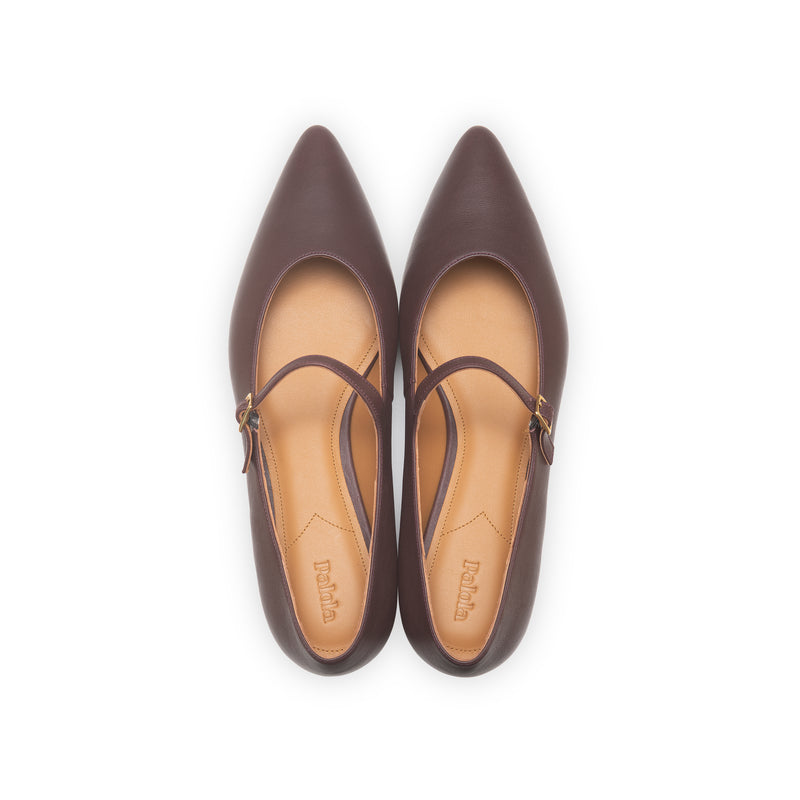 Mary Jane Ballet Flat in Oxblood Nappa Leather