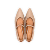 Mary Jane Ballet Flat in Taupe Nappa Leather