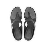 Miranda 55 Heeled Sandal in Black Wrinkled Patent Leather