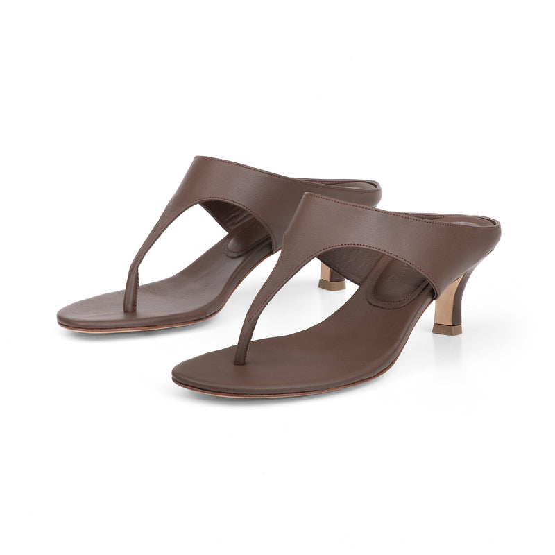 Miranda 55 Heeled Sandal in Chocolate Nappa Leather