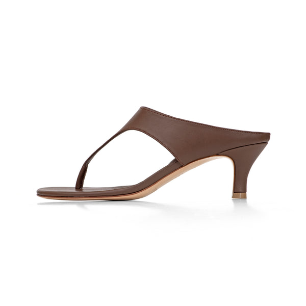 Miranda 55 Heeled Sandal in Chocolate Nappa Leather
