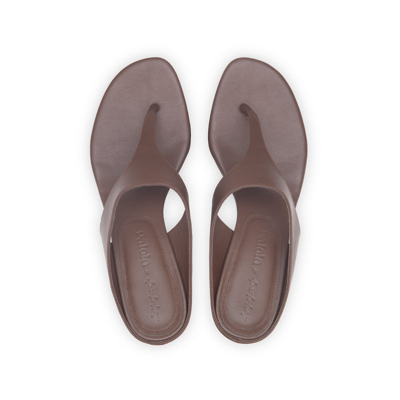 Miranda 55 Heeled Sandal in Chocolate Nappa Leather