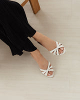 Marilyn 55 Heeled Sandal in White Nappa Leather