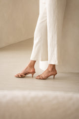 Marilyn 55 Heeled Sandal in Blush Suede Leather