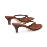 Rachel 55 Heeled Sandal in Chestnut Suede Leather