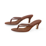 Rachel 55 Heeled Sandal in Chestnut Suede Leather