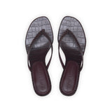 Rachel 55 Heeled Sandal in Embossed Testa Di Moro Crocodile Leather