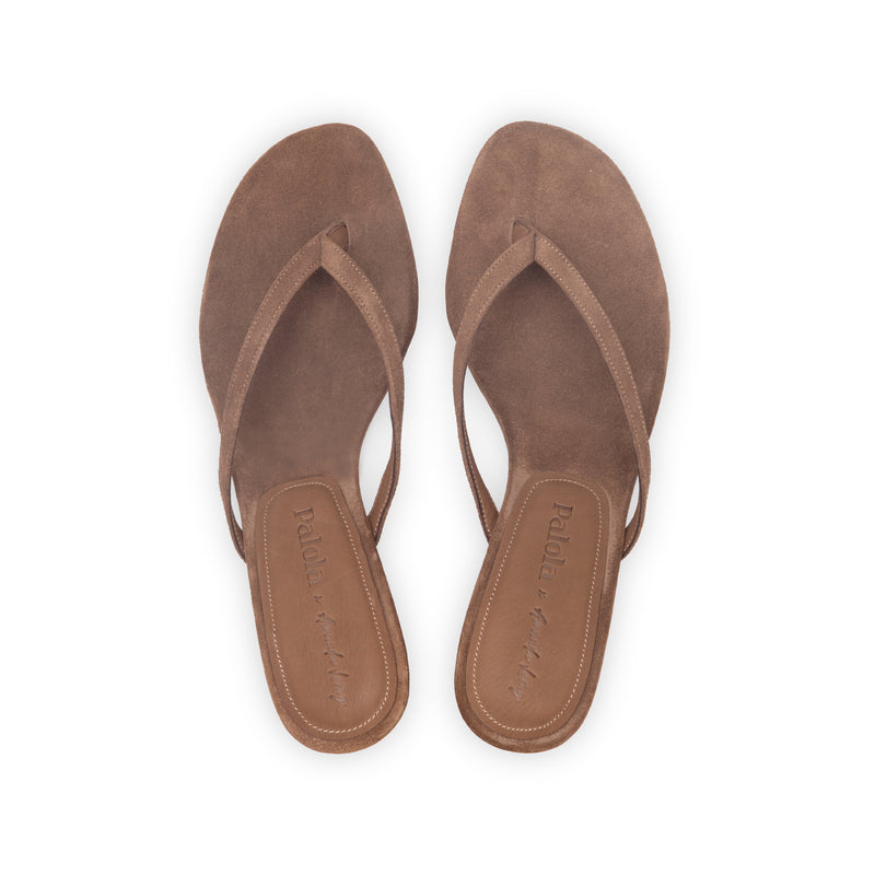 Rachel 55 Heeled Sandal in Mocha Suede Leather