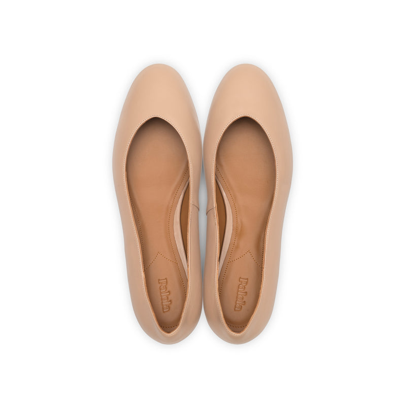 Sofia Ballet Flat in Beige Nappa Leather